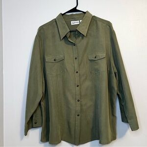 Woman's Olive Green Blouse By Apparenza Size 1x
